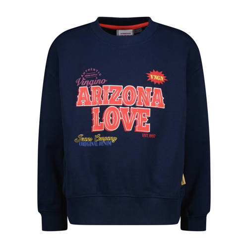 Vingino sweater donkerblauw Meisjes Stretchkatoen Ronde hals Printopdruk - maat 164 afbeelding