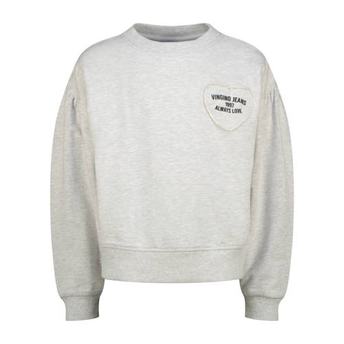 Vingino sweater grijs Meisjes Stretchkatoen Ronde hals Tekst - maat 176 afbeelding