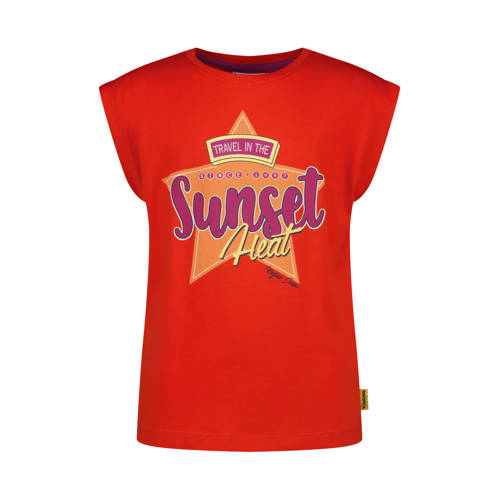 Vingino T-shirt rood Meisjes Katoen Ronde hals Printopdruk - maat 128 afbeelding