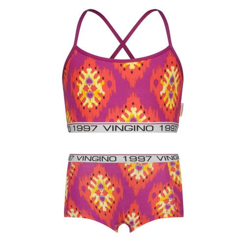 Vingino bh top + short roze/rood/geel Meisjes Stretchkatoen Ronde hals - maat 134/140 afbeelding