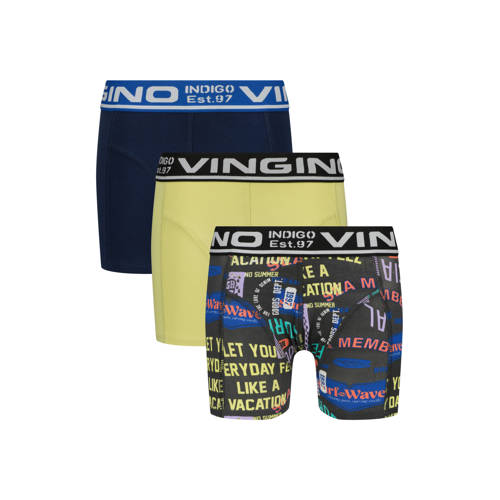 Vingino boxershort - set van 3 donkerblauw/geel Jongens Katoen Meerkleurig - maat 158/164 afbeelding