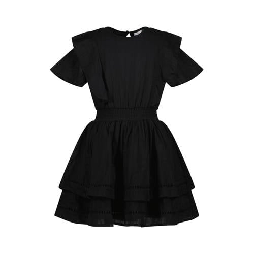 Vingino korte jurk zwart Meisjes Katoen Ronde hals Effen