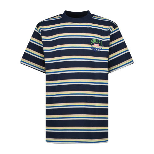 Vingino gestreepte T-shirt donkerblauw Jongens Katoen Ronde hals Streep - maat 164 afbeelding