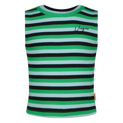 Vingino gestreepte mouwloze top groen Meisjes Stretchkatoen Ronde hals
