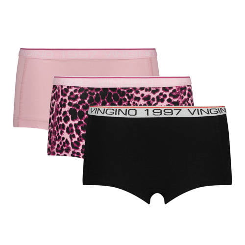 Vingino short - set van 3 roze/zwart Slip Meisjes Stretchkatoen Meerkleurig - maat 110/116 afbeelding