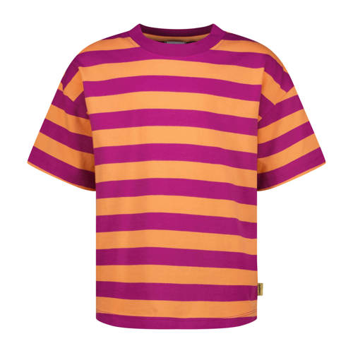 Vingino T-shirt fuchsia/oranje Roze Meisjes Katoen Ronde hals Streep - maat 128 afbeelding