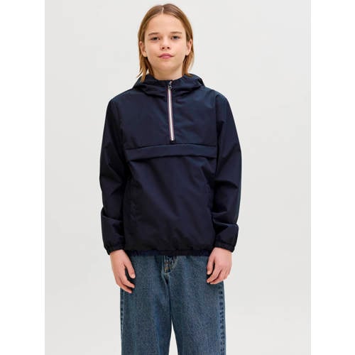 JACK & JONES JUNIOR anorak donkerblauw Jas Jongens Polyester Capuchon Effen - maat 176 afbeelding