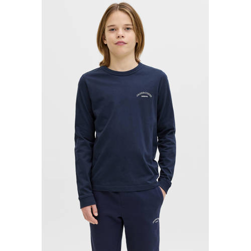 JACK & JONES JUNIOR longsleeve donkerblauw Jongens Katoen Ronde hals Effen - maat 152 afbeelding
