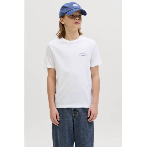 JACK & JONES JUNIOR T-shirt wit Jongens Katoen Ronde hals Effen - maat 128 afbeelding