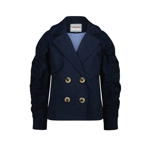 Vingino trenchcoat donkerblauw Jas Meisjes Katoen Reverskraag Effen