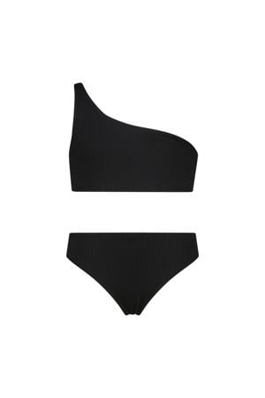 one shoulder bikini zwart
