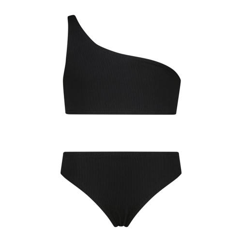 Vingino one shoulder bikini zwart Meisjes Polyester Effen - maat 164 afbeelding