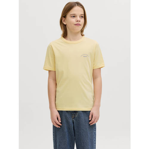 JACK & JONES JUNIOR T-shirt geel Jongens Katoen Ronde hals Effen - maat 152 afbeelding