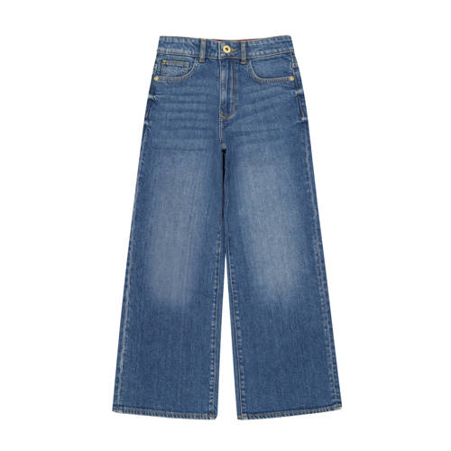 Vingino wide leg jeans dark blue denim Blauw Effen - maat 146 afbeelding