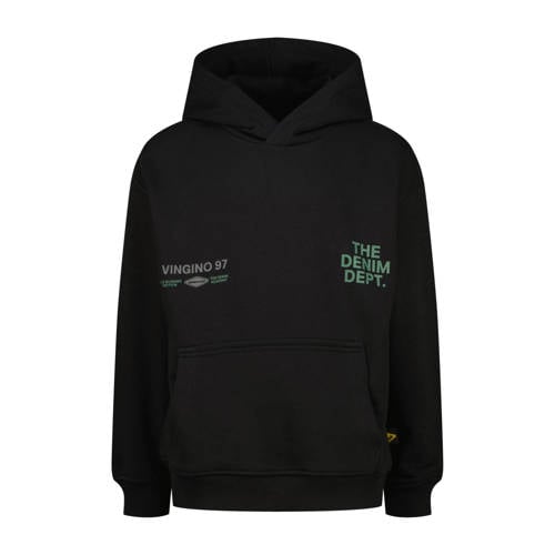 Vingino hoodie met backprint zwart Sweater Jongens Katoen Capuchon Backprint - maat 116 afbeelding
