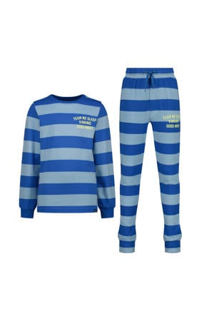 pyjama met streepprint blauw