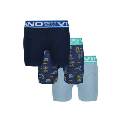 Vingino boxershort - set van 3 lichtblauw/blauw Jongens Stretchkatoen All over print - maat 158/164 afbeelding