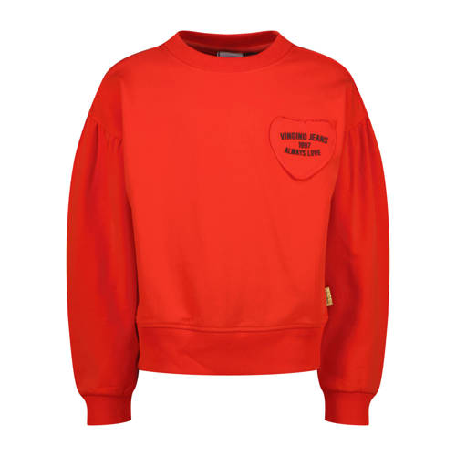 Vingino sweater rood Meisjes Stretchkatoen Ronde hals Tekst - maat 164 afbeelding