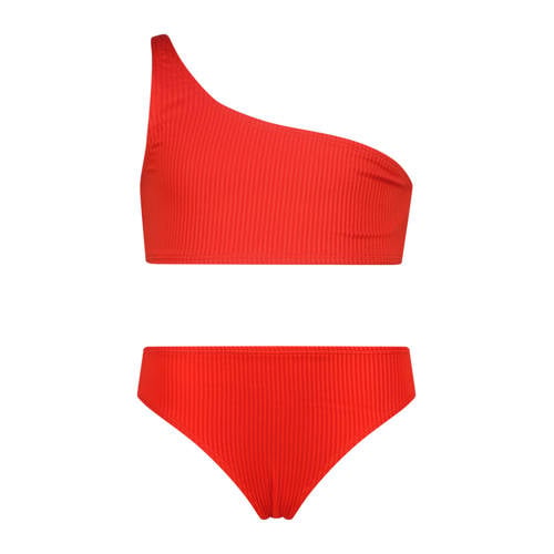 Vingino one shoulder bikini rood Meisjes Polyester Effen - maat 176 afbeelding