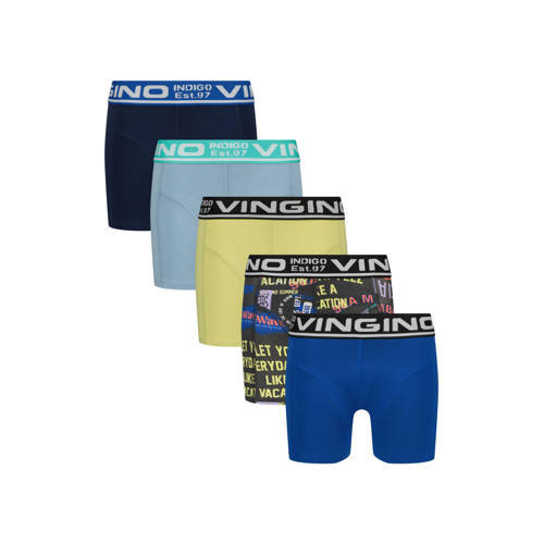 Vingino boxershort - set van 5 geel/multicolor Jongens Stretchkatoen All over print - maat 110/116 afbeelding