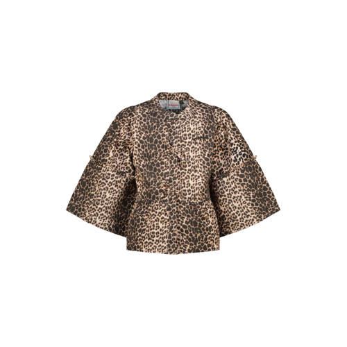Vingino blouse met panterprint bruin Meisjes Katoen Ronde hals Panterprint - maat 164 afbeelding