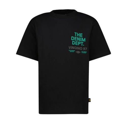 Vingino T-shirt met backprint zwart Jongens Katoen Ronde hals Backprint - maat 152 afbeelding