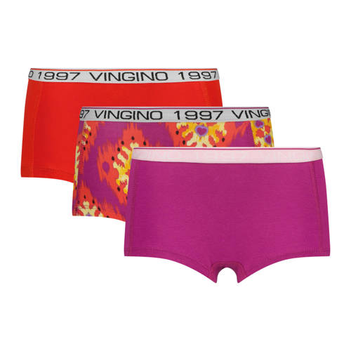 Vingino short - set van 3 roze/rood Slip Meisjes Stretchkatoen Meerkleurig - maat 122/128 afbeelding