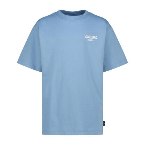 Vingino T-shirt blauw Jongens Katoen Ronde hals Logo - maat 128 afbeelding