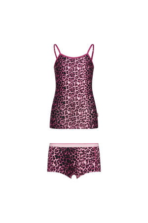 hemd + short panterprint roze/zwart