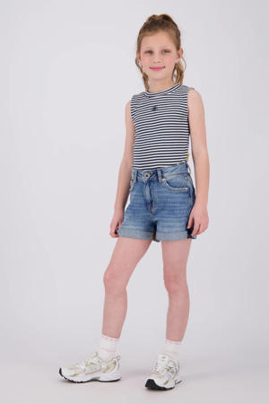 gestreepte mouwloze top donkerblauw