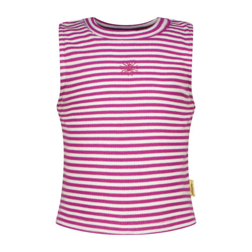 Vingino gestreepte mouwloze top fuchsia Roze Meisjes Stretchkatoen Ronde hals