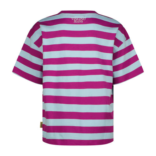 Vingino gestreepte T-shirt paars Meisjes Katoen Ronde hals Streep - maat 164 afbeelding