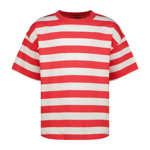 Vingino T-shirt rood/wit Meisjes Katoen Ronde hals Streep - maat 164 afbeelding
