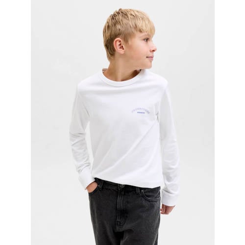 JACK & JONES JUNIOR longsleeve wit Jongens Katoen Ronde hals Effen