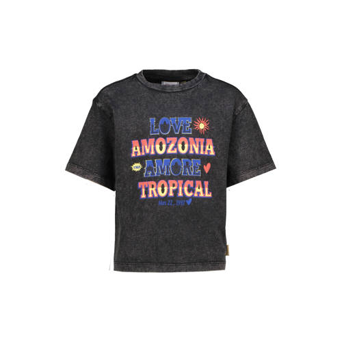 Vingino T-shirt zwart Meisjes Katoen Ronde hals Printopdruk - maat 128 afbeelding