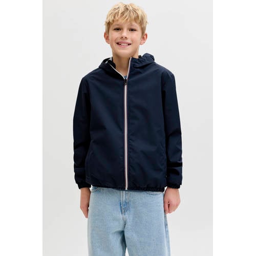 JACK & JONES JUNIOR zomerjas donkerblauw Jongens Polyester Capuchon Effen - maat 176 afbeelding