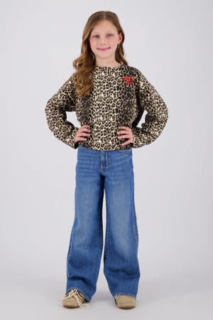longsleeve met panterprint bruin
