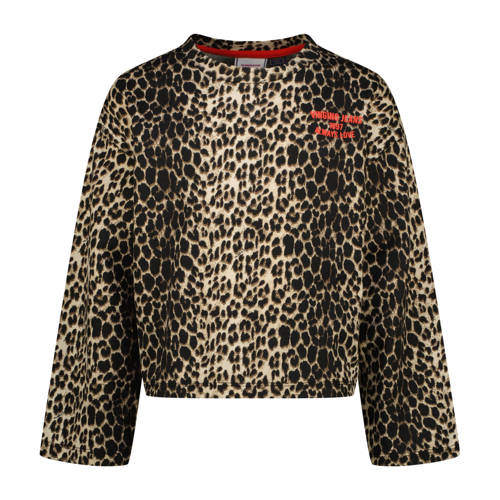 Vingino longsleeve met panterprint bruin Meisjes Katoen Ronde hals Panterprint - maat 152 afbeelding