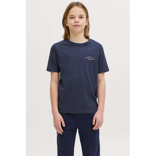 JACK & JONES JUNIOR T-shirt donkerblauw Jongens Katoen Ronde hals Effen - maat 152 afbeelding