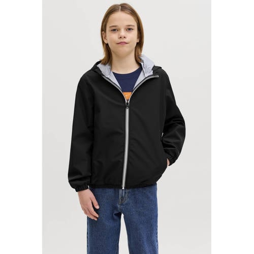 JACK & JONES JUNIOR zomerjas zwart Jongens Polyester Capuchon Effen - maat 164 afbeelding