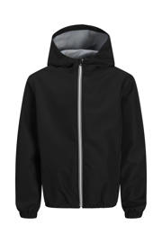 thumbnail: Zwarte jongens JACK & JONES JUNIOR zomerjas van polyester met effen, lange mouwen, capuchon en ritssluiting