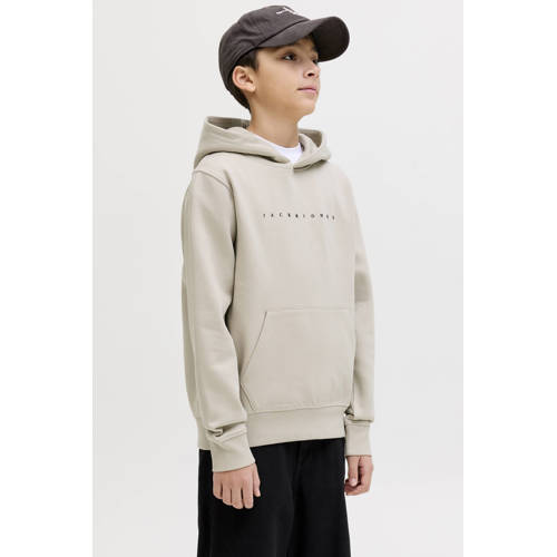 JACK & JONES JUNIOR hoodie beige Sweater Jongens Katoen Capuchon Tekst - maat 140 afbeelding