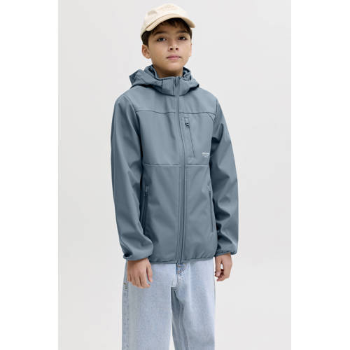 JACK & JONES JUNIOR softshell jas blauw Jongens Polyester Capuchon Effen - maat 176 afbeelding