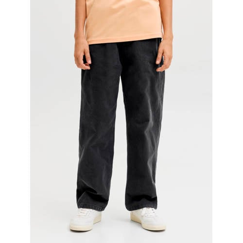 JACK & JONES JUNIOR wide leg casual broek grijs Jongens Katoen Effen - maat 128 afbeelding