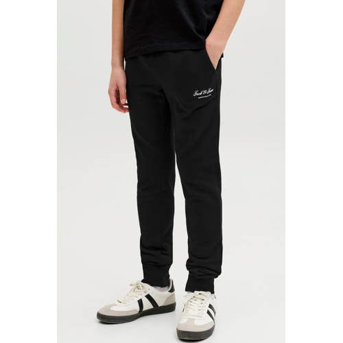 JACK & JONES JUNIOR regular casual broek zwart Jongens Katoen Logo - maat 128 afbeelding