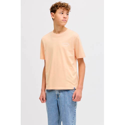JACK & JONES JUNIOR T-shirt met backprint rozezand Jongens Katoen Ronde hals - maat 128 afbeelding