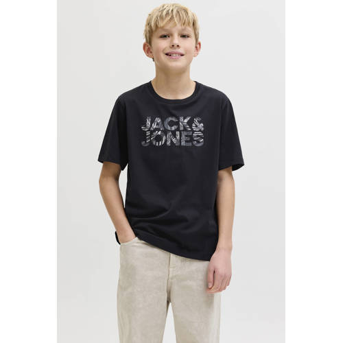 JACK & JONES JUNIOR T-shirt zwart Jongens Katoen Ronde hals Logo - maat 164 afbeelding