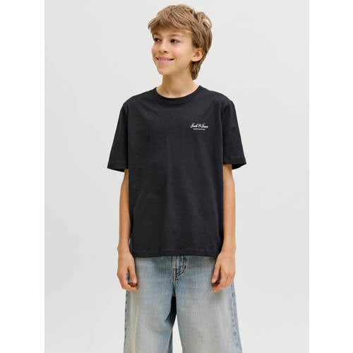JACK & JONES JUNIOR T-shirt zwart Jongens Katoen Ronde hals Effen