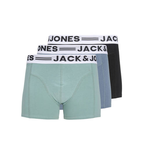 JACK & JONES JUNIOR boxershort - set van 3 mintgroen Jongens Katoen Effen - maat 164 afbeelding