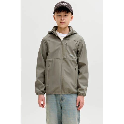 JACK & JONES JUNIOR softshell jas grijsgroen Jongens Polyester Capuchon
